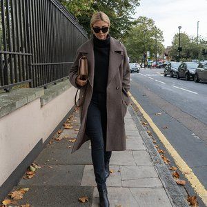 H&M Wool Blend Double Breasted Long Coat As Seen on Emma Hill